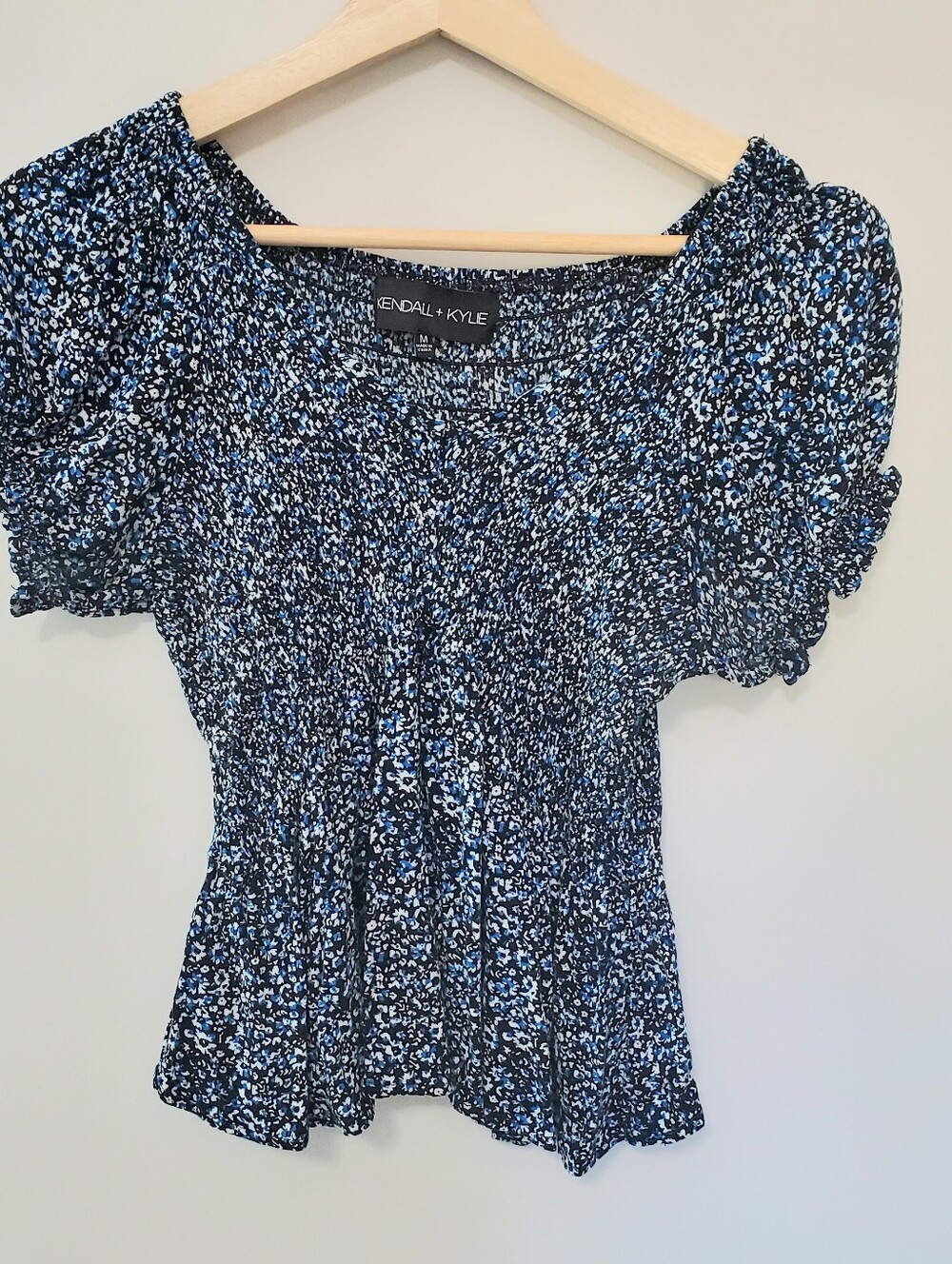 Kendall + Kylie Women’s Peplum Top M Smocked Cropped Y2K Soft Girl Whimsigoth